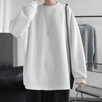 t shirt spring fashion round neck casual long sleeve solid color waffle trench hoodie tidal current streetwear new arrivals