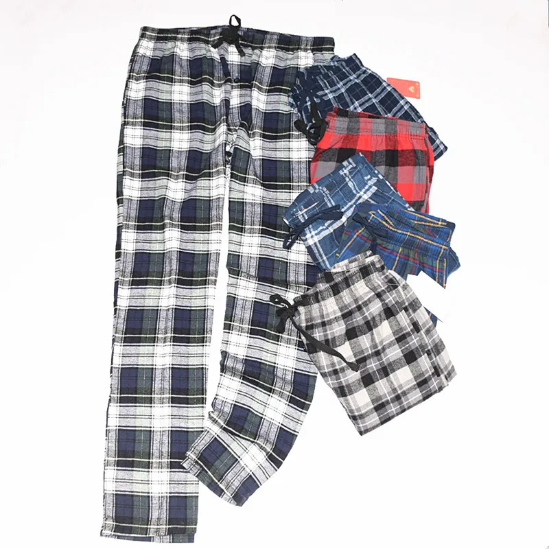 Men's Trousers Cotton Plus Size Home Pants Waist Plaid