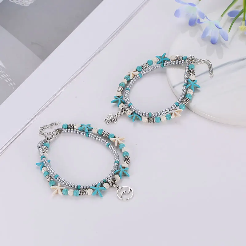 FUN BEAUTY женский из нержавеющей стали ракушек и риса бусы Йога браслет на ногу пляж