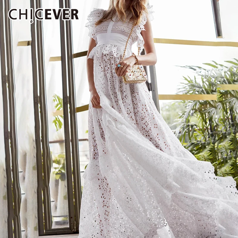 Винтажное кружевное лоскутное платье CHICEVER женские платья миди без рукавов с