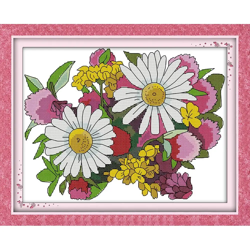 

Everlasting Love Wildflower Chinese Cross Stitch Kits Ecological Cotton Clear Stamped Printed 14CT DIY Gift Christmas Decoration