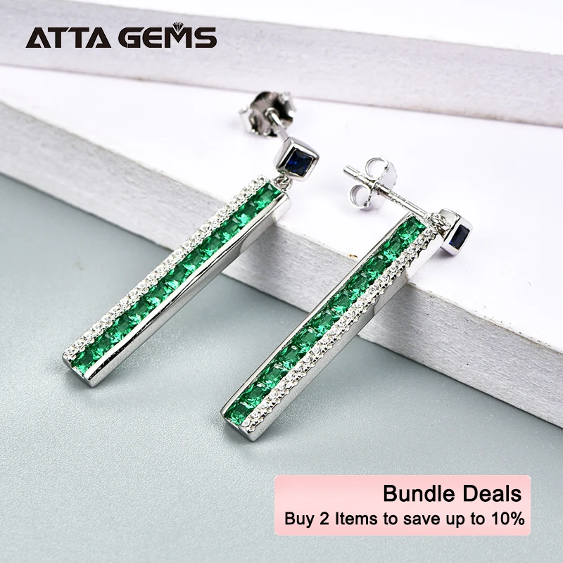 Серьги-подвески из стерлингового серебра с изумрудами зеленого цвета в