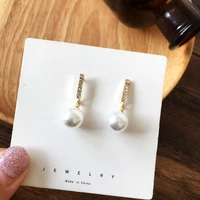 cute simulated pearls women fashion earrings beautiful cubic zircon drop earrings