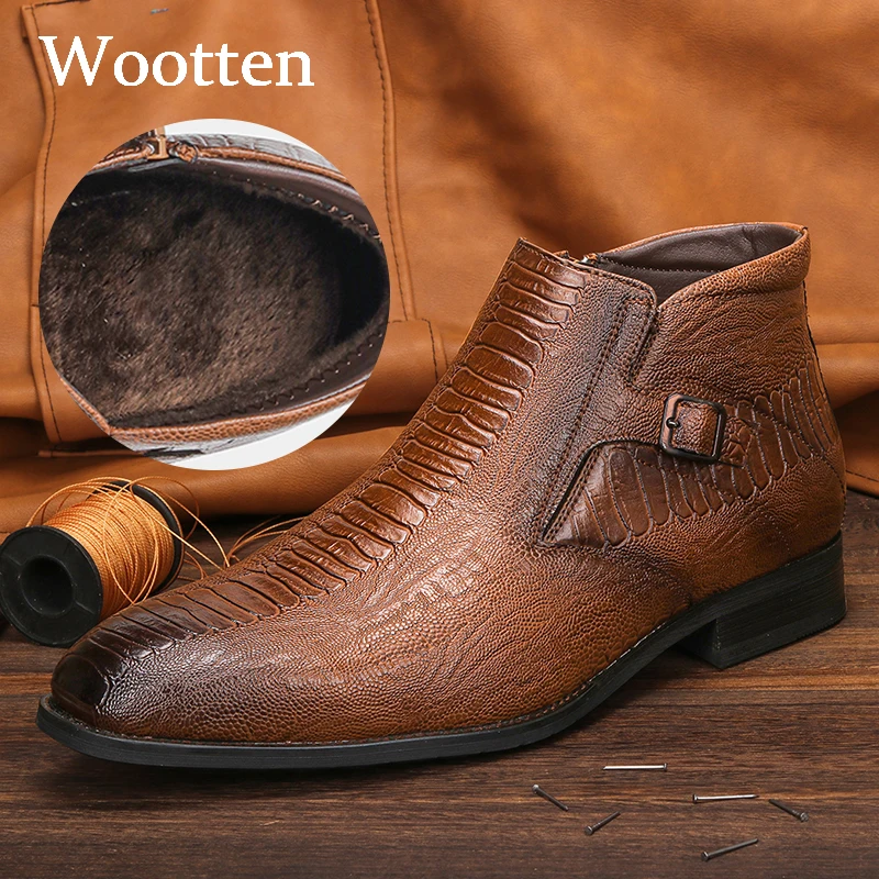 40-46 Brand  Men boots Warm Plush Ankle vintage High Quality Comfortable vogue Warmest winter shoes | Обувь