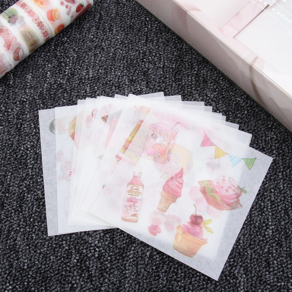 

10 Roll Delicate Paper Tapes Creative Book Stickers Cartoon Notebook Paste Decals Adorable Planner Tapes for Man Woman Kids Stu