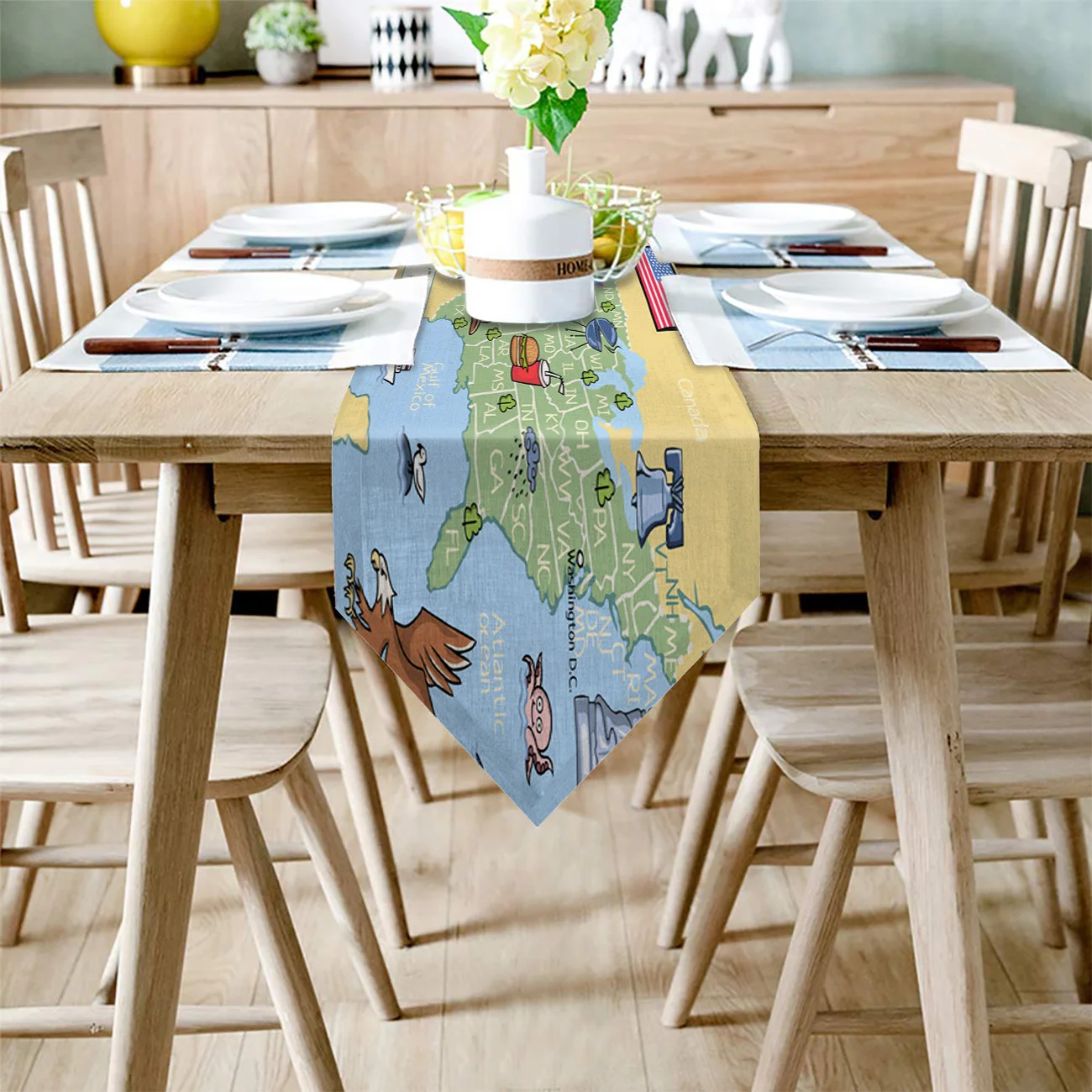 США карта океана Liberty настольная дорожка Современная обеденная кухня буфет