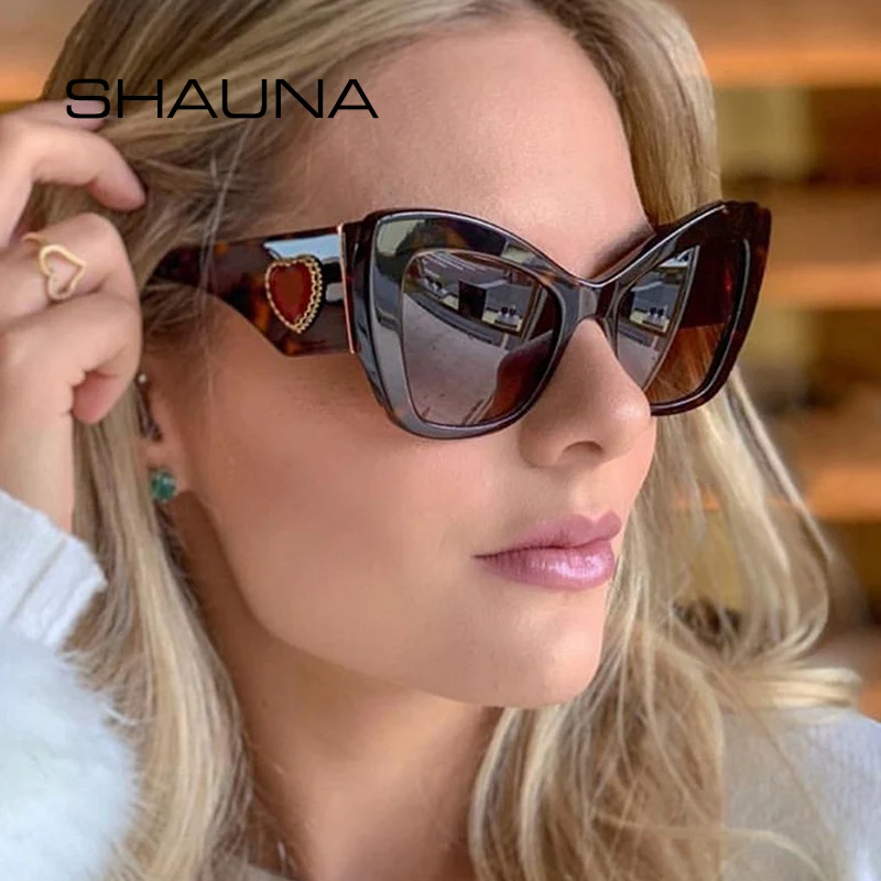 Женские солнцезащитные очки кошачий глаз SHAUNA брендовые с градиентными оттенками