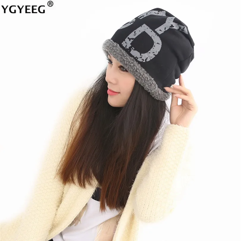 

YGYEEG Women Winter Warm Hat Fashion Knitted Black Hats Fall Hat Thick And Warm And Bonnet Skullies Beanie Soft Knitted Beanies