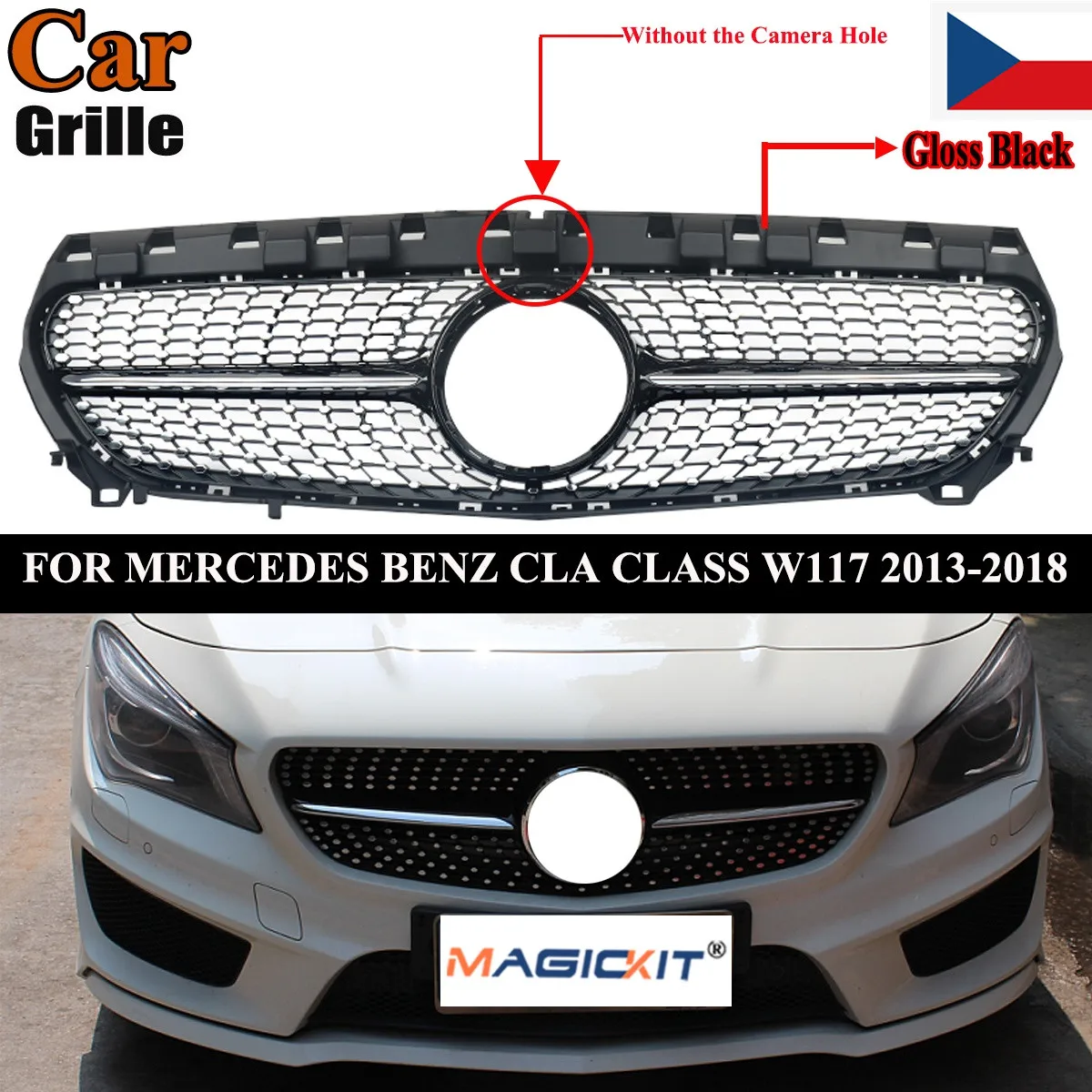 

MagicKit FRONT GRILL GRILLE FOR MERCEDES CLA CLASS W117 X117 C117 AMG 13-19 DIAMOND GRILL