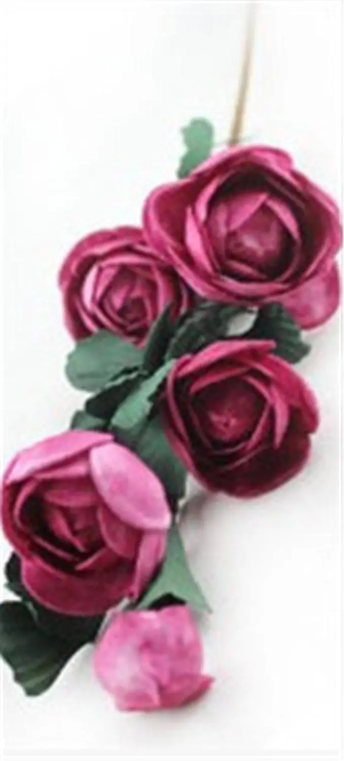 rose red 65 см Классическая Шелковая Роза искусственная Цветы Букет 5 больших головок поддельные цветы для дома Свадьба Рождество украшение пластиковый цветок - Цвет: rose red