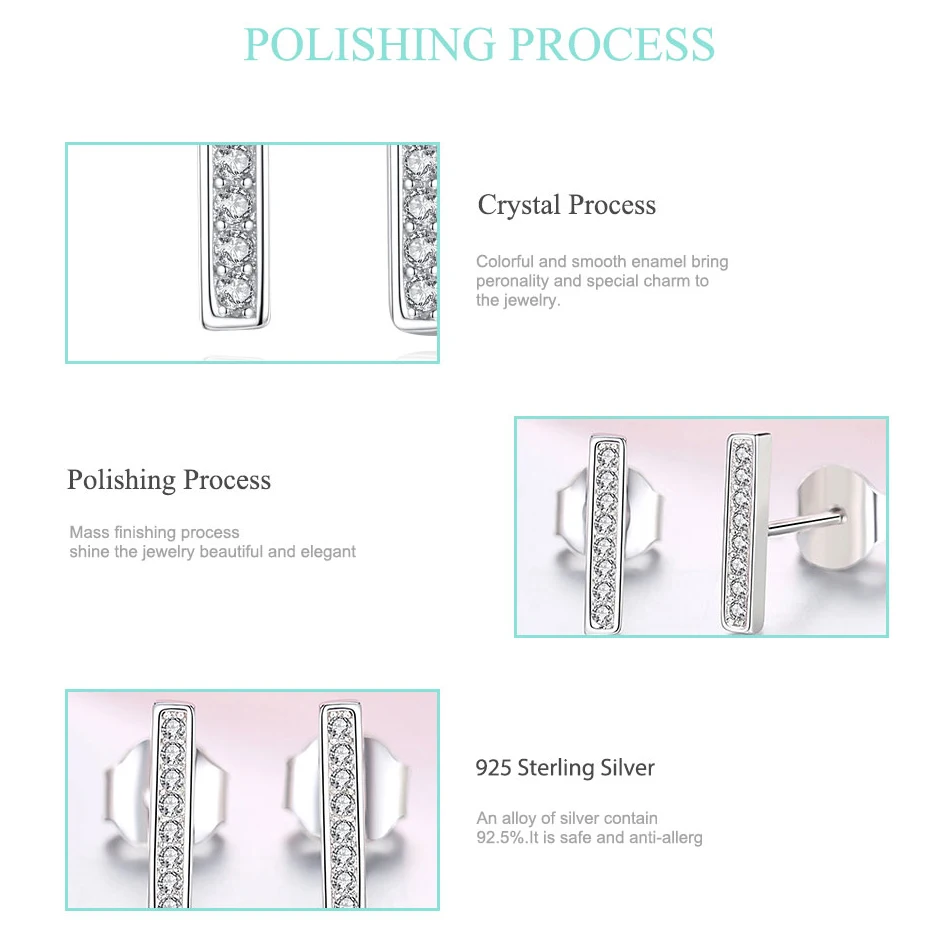 Оригинальные простые серьги гвоздики из стерлингового серебра 925 пробы с