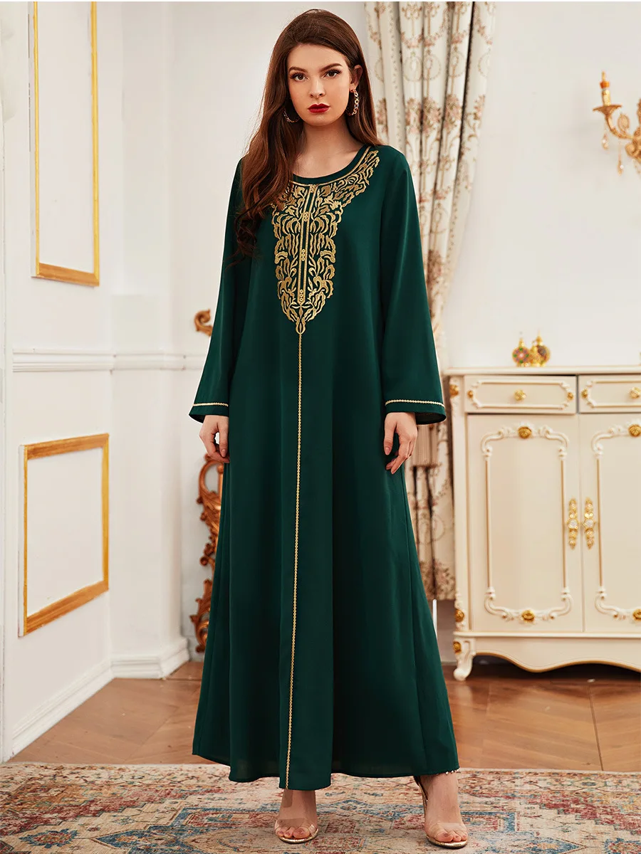 

Длинные платья с вышивкой Kaftan Марокканская абайя Дубай для женского платья, европейская одежда в исламе, длинное платье