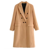 woman 2022 traf casual wool blends overcoat long coatsdouble breasted female fashion street ol outerwear jacket