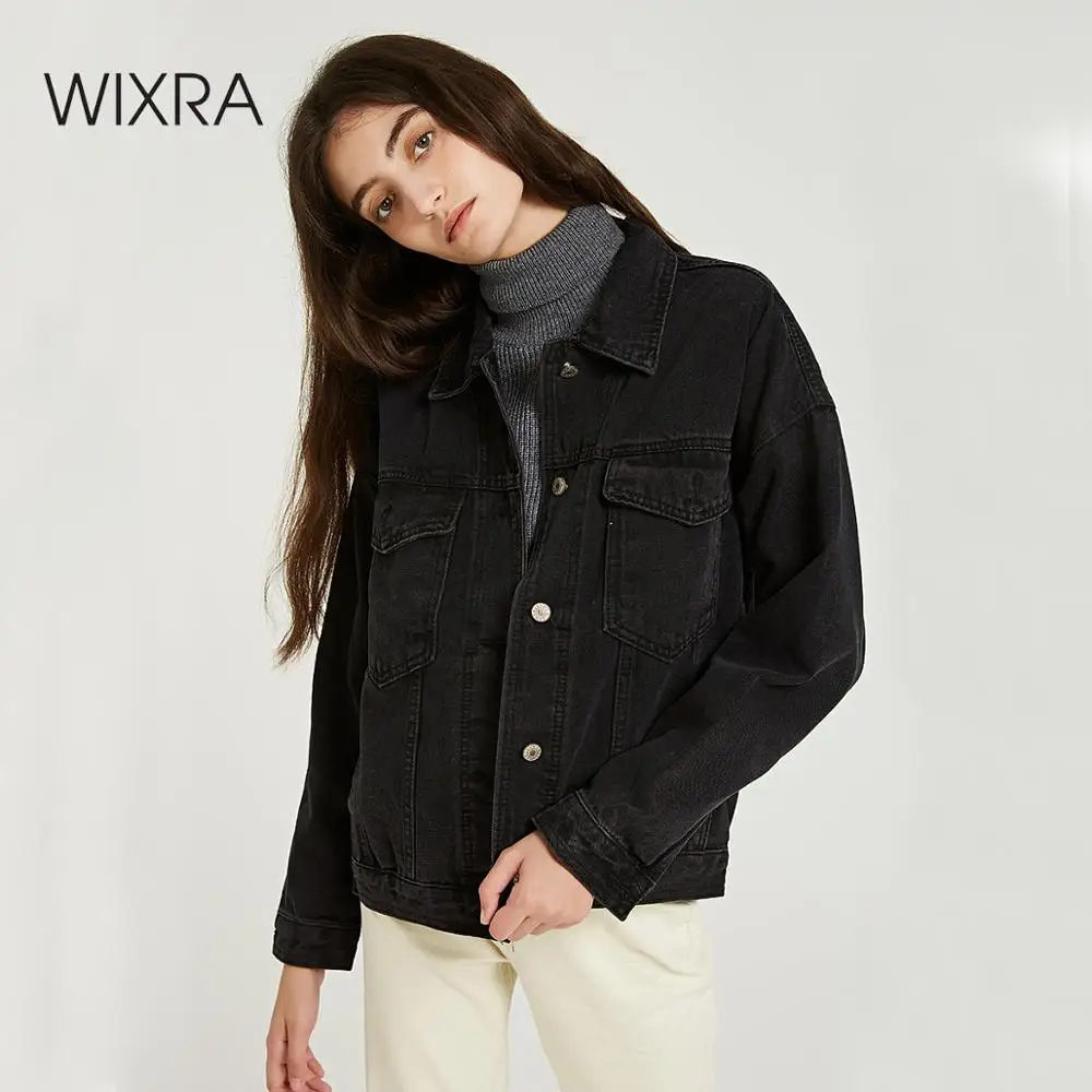 Wixra Женские повседневные жакет куртка джинсовая джинсовка с карманами оверсайз