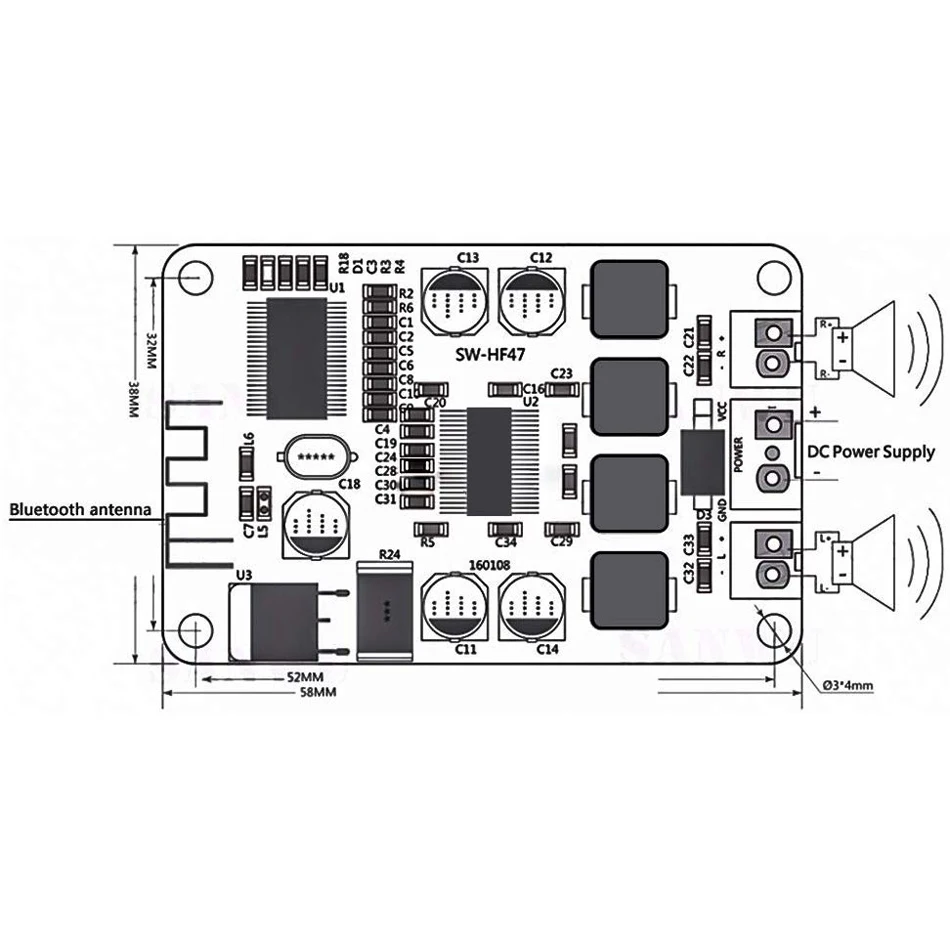 TPA3110 2X15W 15W + беспроводной Bluetooth аудио усилитель мощности плата двухканальный Amp