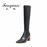 fanyuan side zipper womens shoes 2021 high heels shoes woman knee high boots elastic boots boots knight boots