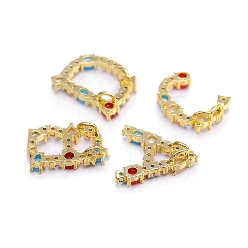 Многоцветный CZ Шарм Золото 26 Алфавит кулон ожерелье микро проложить циркон