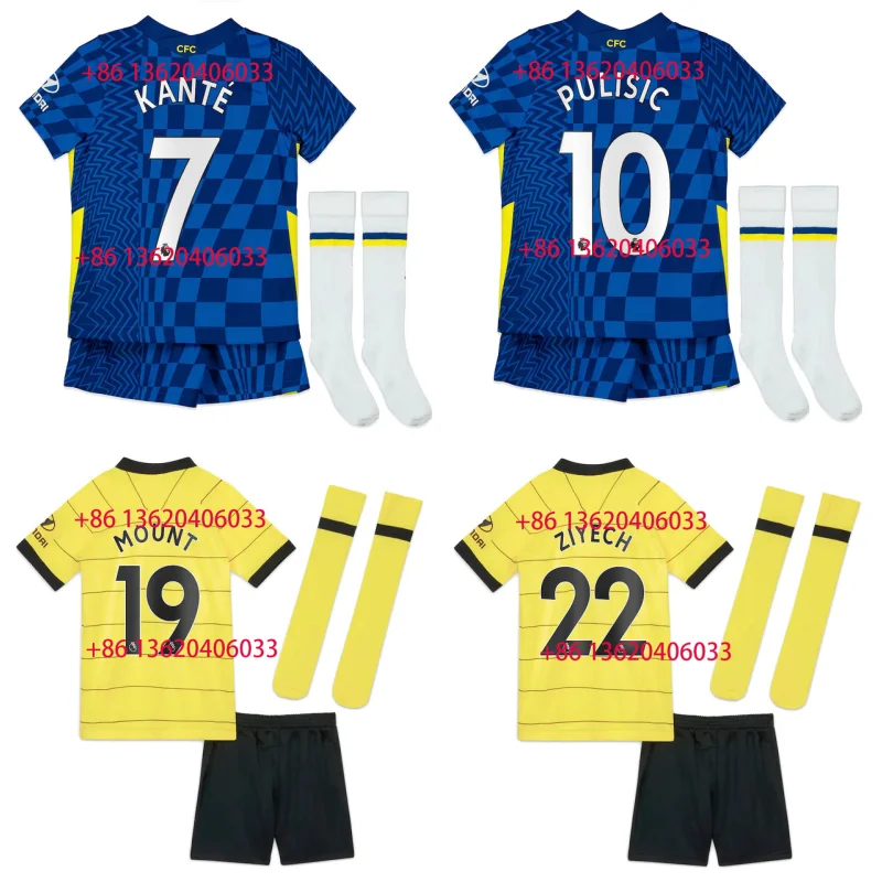 

kids kit 2021 22 Chelseaes soccer jerseys Home Away Soccer Jersey 21 22 PULISIC MOUNT LUKAKU KANTE ZIYECH Boys Football Shirts