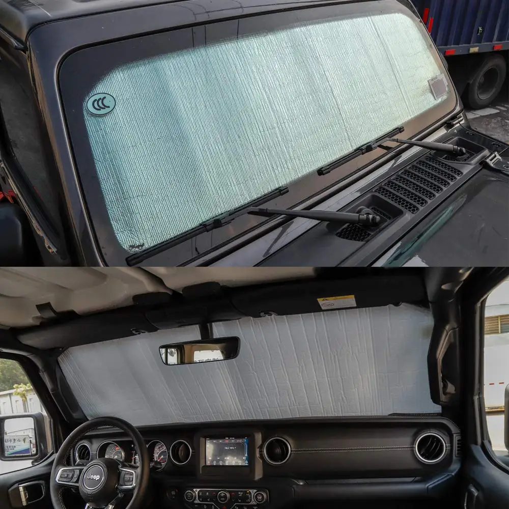 Солнцезащитные козырьки на ветровом стекле для Jeep Wrangler JL+ логотип черепа чехол для экрана для Jeep Wrangler JL аксессуары