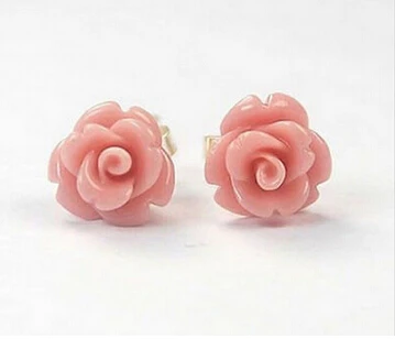 822 + модные серьги-гвоздики из стерлингового серебра с розовым цветком розы |