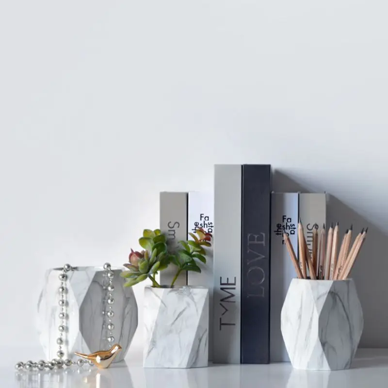 Nordic Мрамор стол ручки Карандаш держатель Футляр для макияжных кистей ящик