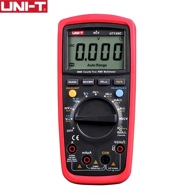 UNI-T Digital True RMS Multimeter Auto  Range MeterResistance Diode Handheld Tester 6000Counts Voltmeter Temperature UT139C