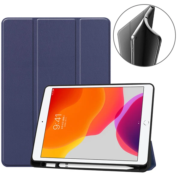 dark blue Чехол для планшета для ipad 10,2 Чехол-книжка для Apple ipad 7 7 10," A2200 A2198 A2197 защитный чехол с держателем для ручки - Цвет: dark blue