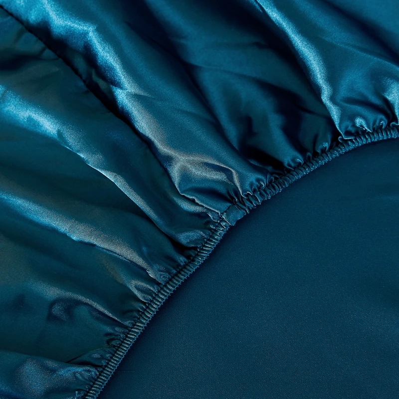 

Fitted Sheet Solid Color Double Queen Size Mattress Cover Luxury Satin Silk Elastic Band Bed Sheet 180X200cm