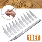 1 Набор нескользящих лезвий для гравировки ножа + 10 сменных лезвий для ремонта ручных инструментов