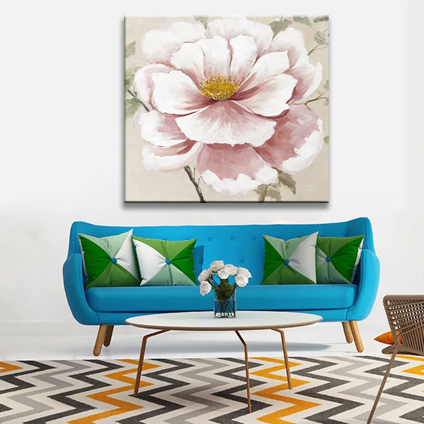 Настенный постер с абстрактными розовыми цветами и золотой линией ручная