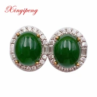 xin yipeng gem jewelry real s925 sterling silver inlaid natural jasper earrings fine anniversary gift for women free shipping