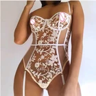 Женское нижнее белье, Эротическая кружевная одежда для сна с цветочным рисунком, ночное белье, комбинезоны с вышивкой на бретелях, женское сексуальное нижнее белье, корсет, сексуальная пижама