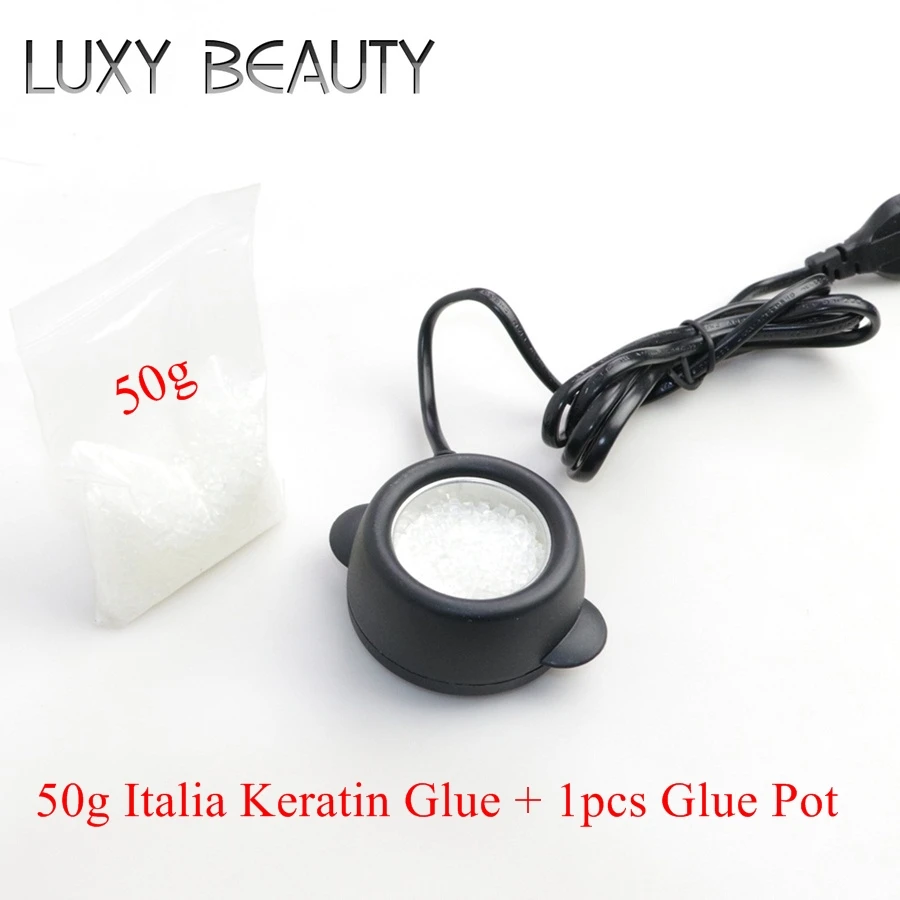 Hot Melt Glue Pot +50g Italia Keratin Grain Transparente For Hair Extension tools Support Salon Fusion | Шиньоны и парики