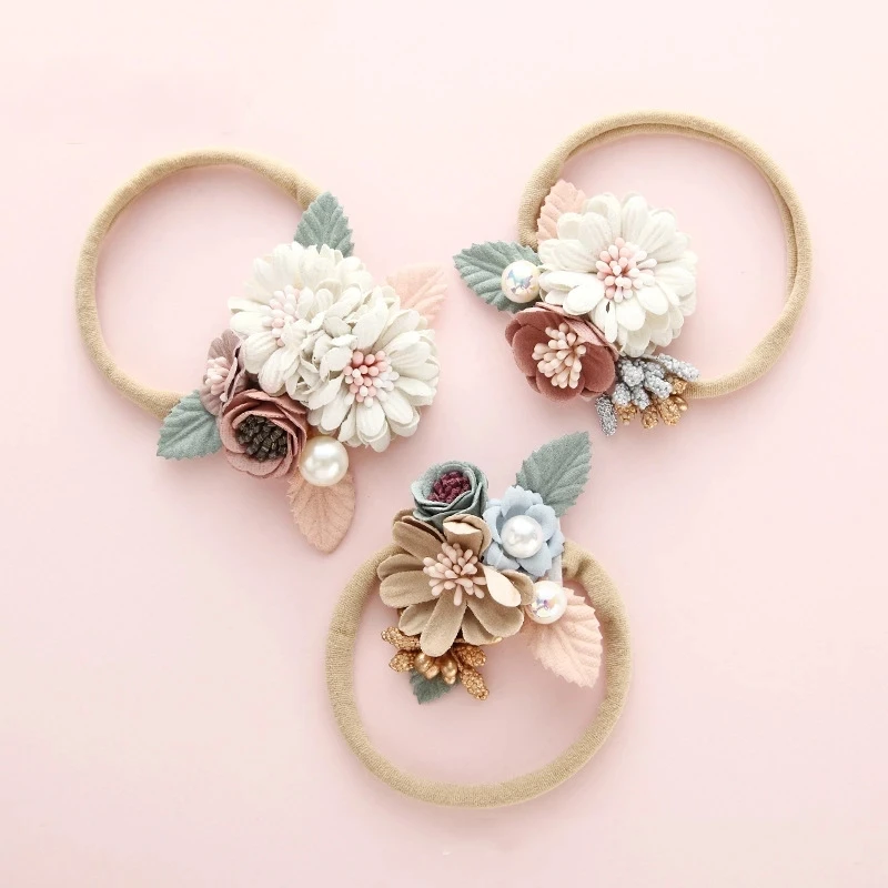 

Baby Infant Flowers Headwrap Baby Headband Set Nylon Headbands Cotton Hair Accessories For Children Girl Newborn Christmas Party