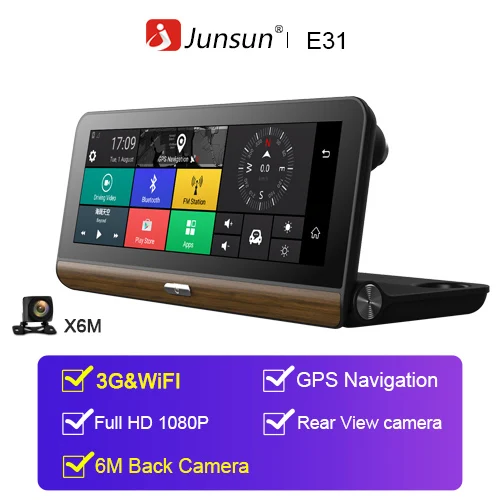 E31 6M Back Camera Junsun E31P Pro Автомобильный видеорегистратор Камера 4G ADAS 7,8" Android OS gps навигатор регистратор видео видеорегистратор с двумя камерами s morror - Название цвета: E31 6M Back Camera