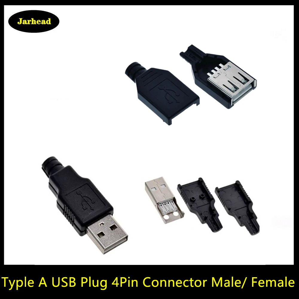 10 комплектов сделай сам USB 2 0 разъем типа А штекер 4 контакта сборный адаптер