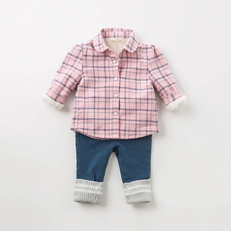 DB12694 dave bella/зимние милые клетчатые топы для маленьких девочек детская одежда