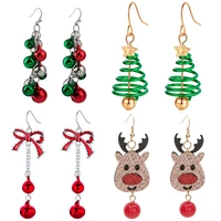 creative christmas series tree deer head old man snowman bell earrings neutral happy holiday gift accessories wholesale