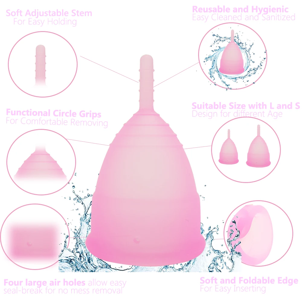 Разноцветная менструальная чаша 100% для женской гигиены женщин с чистящей щеткой