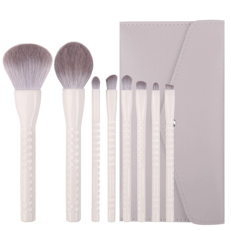 

8PCS Makeup Brush Set Frosted Copper Eye Shadow Brush Eyebrow Foundation Powder Brush Fan-shaped Makeup Brush Cosmetic Kit