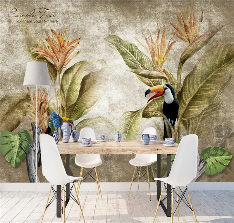 Скандинавский Ретро тропический лес диван Телевизор гостиная спальня