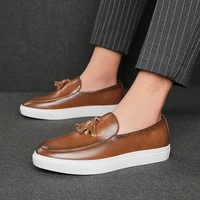 2021 men shoes england trend casual shoes loafers male leather sneakers tassel leather dress shoes men flats zapatillas hombre