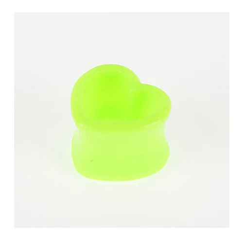 Fluorescent Green Пирсинг уха серьги Вилки и тоннелей 2 шт./компл. акриловое сердце уха Плоть Вилки Earlet датчики ювелирное изделие для тела, сексуальная Для женщин аксессуары - Окраска металла: Fluorescent Green