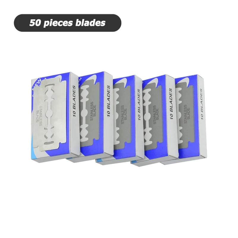 50 pieces blades Univinlions, прямая пластиковая ручка, складное острое лезвие, бритва, палочка для мужчин и женщин, парикмахерский нож для бритья, борода, лицо, подмышек - Цвет: 50 pieces blades