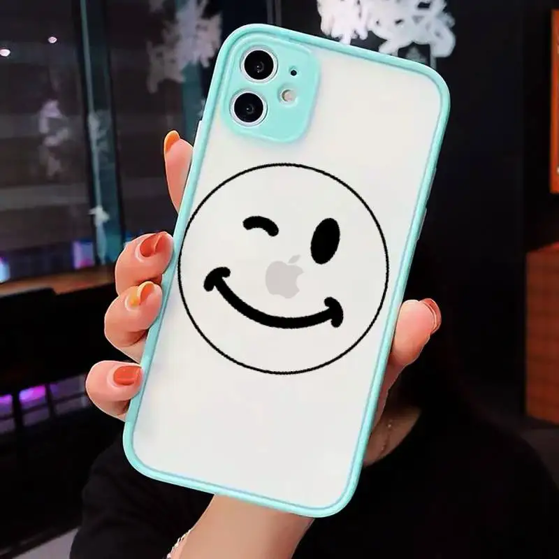 

Cartoon cute funny smiley expression Phone Cases Matte Transparent for iPhone 7 8 11 12 s mini pro X XS XR MAX Plus cover funda
