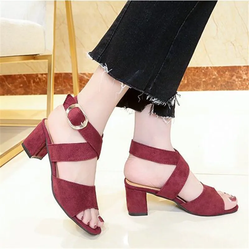 

FeiYiTu Summer Shoes Woman 2018 Women's Sandals Square Heel Sandals Gladiator Cross-tied Sandal High Heels PLUS SIZE 35-40