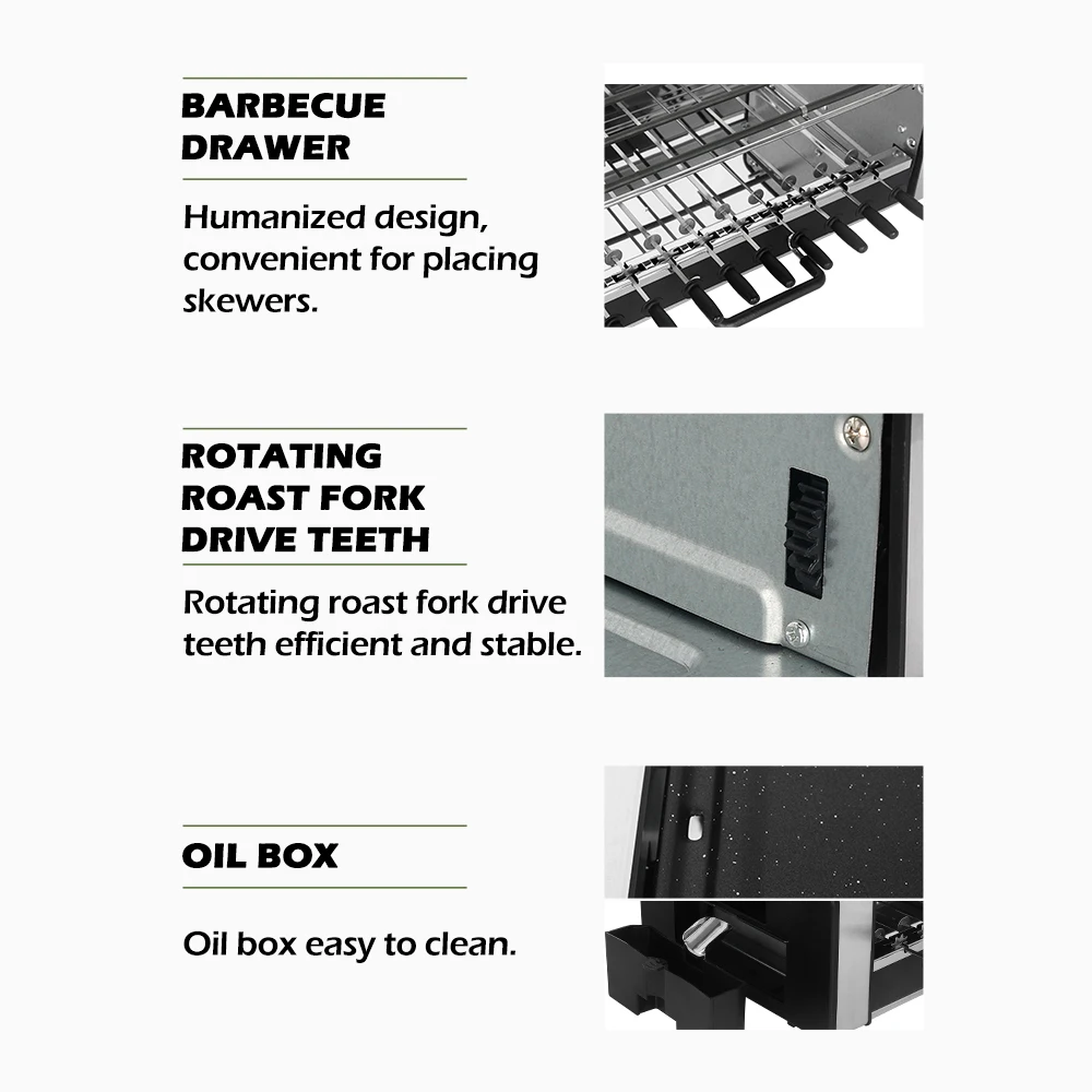 Электрический бездымный гриль для барбекю Автоматическое вращение