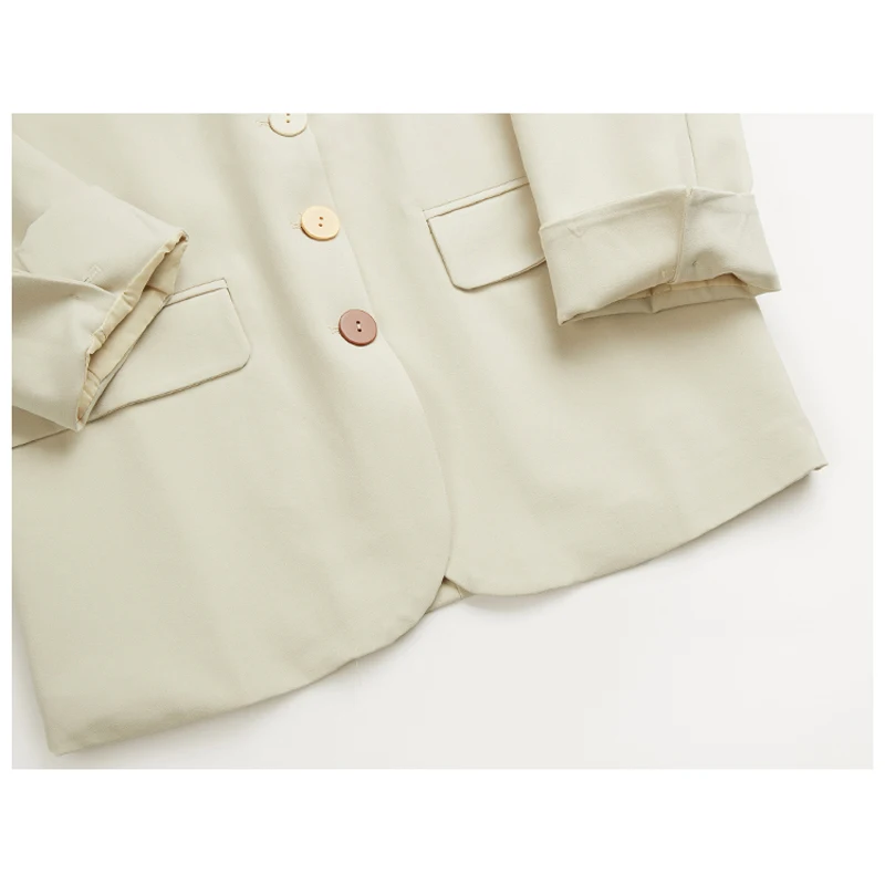 

2021 Spring Blazer Women Single Breasted Suits Jacket Ladies Loose Long Sleeve Suits Coats solid color Casual blazer