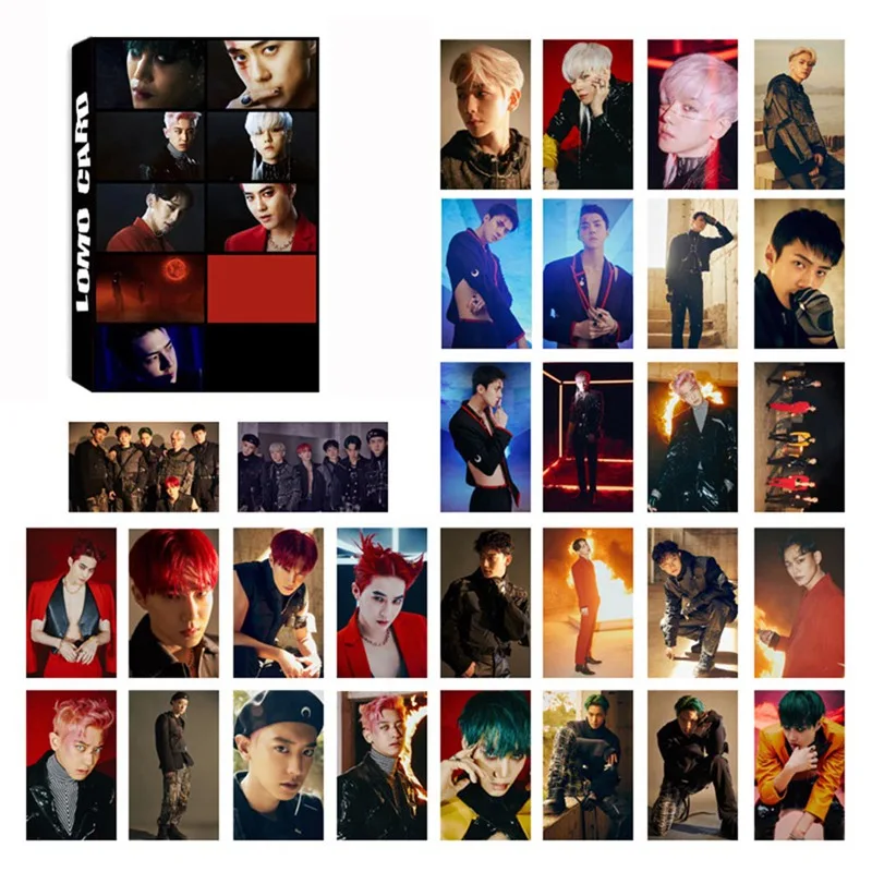 

30Pcs/Set EXO New 6th Album Photo Card PVC Cards Self Made LOMO Card Photocard