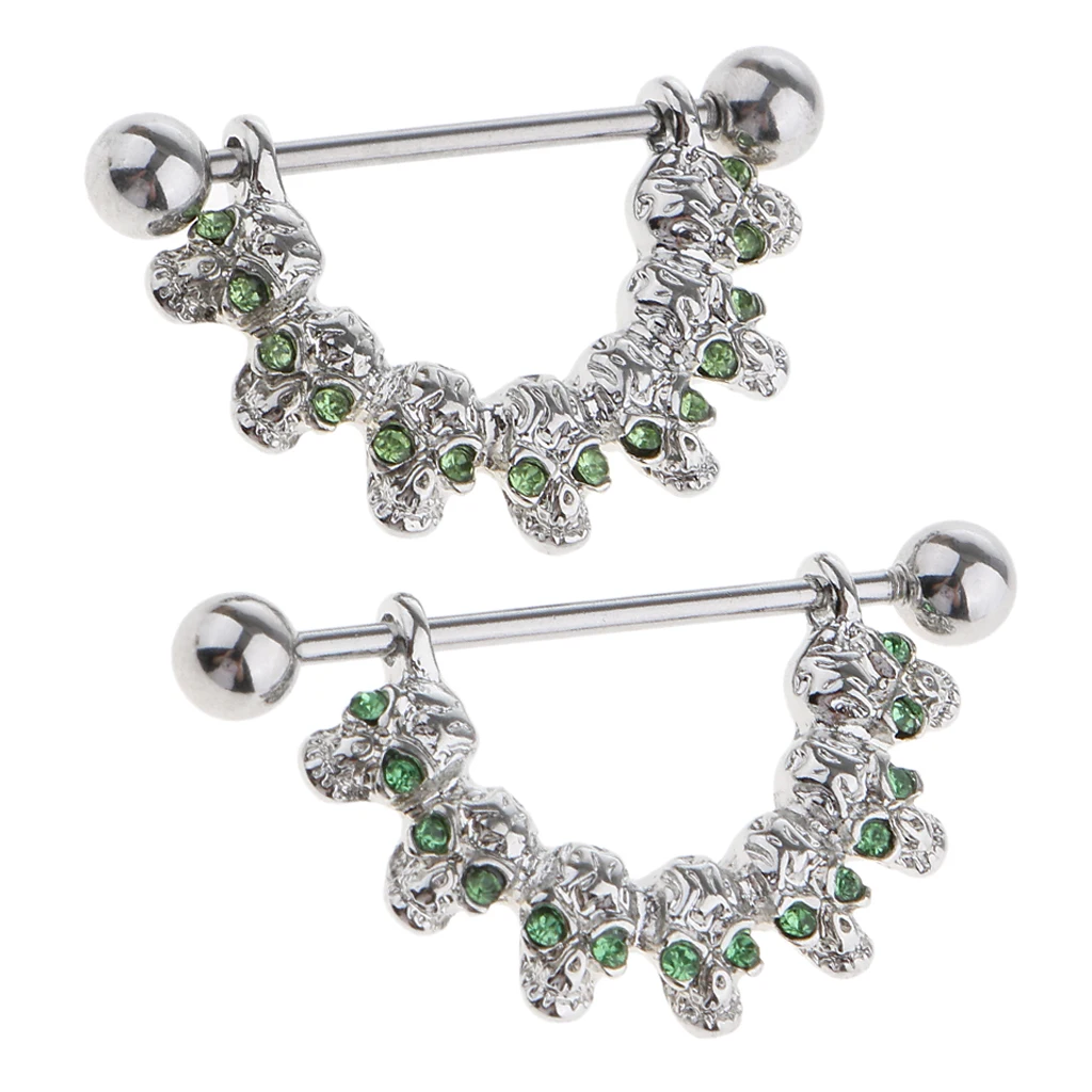 1 пара болтающихся черепов очаровательное кольцо на соски стразы круглый щит для